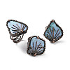 Triangle Synthetic Turquoise Adjustable Rings RJEW-A041-07R-1