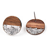 Resin & Walnut Wood Flat Round Stud Earrings with 304 Stainless Steel Pin for Women EJEW-TADZ0001-01S-3