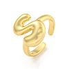 Brass Letter Open Cuff Rings for Women RJEW-G313-01S-G-1
