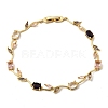 Leaf Brass Micro Pave Cubic Zirconia Link Chain Bracelets for Women BJEW-D455-01G-05-4