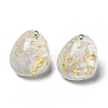 Resin Oval Stud Earrings with Titanium Pins EJEW-D056-13P-1