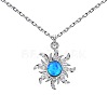Sun Rhodium Plated 925 Sterling Silver Pendant Necklaces NJEW-P292-02P-1