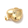 Rack Plating Brass Micro Pave Clear Cubic Zirconia Locket Pendants KK-M227-07G-3