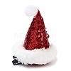 Sequins Christmas Hat Polyester Alligator Hair Clips for Women Girl AJEW-M012-03A-2