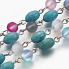 Handmade Synthetical Turquoise  & Moonstone Beads Chains AJEW-JB00449-1
