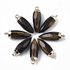 Top Golden Plated Natural Tiger Eye Pointed Pendants G-S359-078A-2