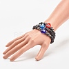 3Pcs 3 Color Natural Lava Rock & Synthetic Hematite Stretch Bracelets Set BJEW-JB08323-3