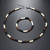 Bohemian Style Coconut Shell with Synthetic Turquoise Rondelle Beaded Necklaces & Bracelets Sets FS-WG8D889-01-1