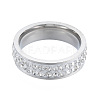 Crystal Rhinestone Double Line Finger Ring RJEW-N043-32-2