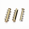 5-Strands 10-Holes Tube Brass Magnetic Slide Lock Clasps X-KK-D475-AB-NF-3