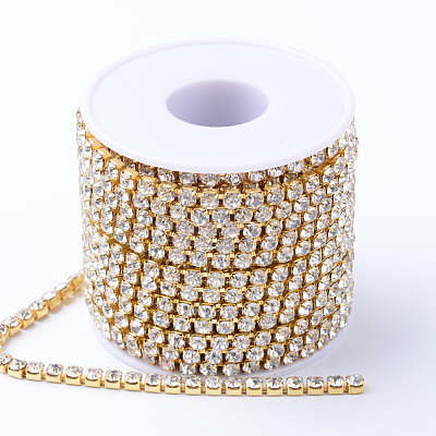 Brass Rhinestone Strass Chains CHC-T001-SS8-01C-1