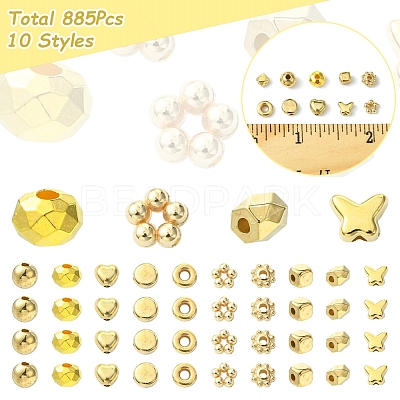 885Pcs 10 Styles CCB Plastic Beads CCB-FS0001-13-1