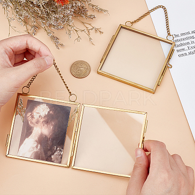 Hanging Pressed Flower Alloy Photo Frames ODIS-WH0002-71G-1