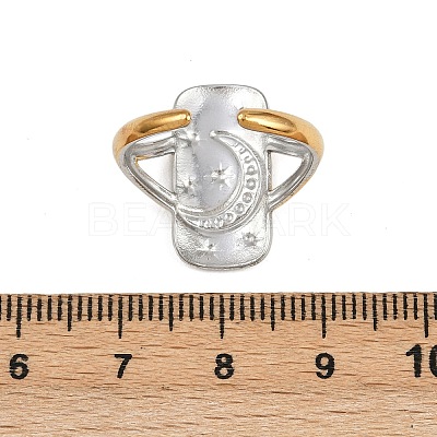 304 Stainless Steel Double Color Cuff Rings RJEW-S635-01GP-04-1
