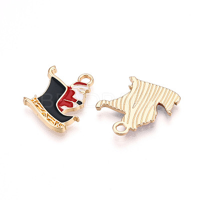 Golden Plated Alloy Enamel Pendants X-ENAM-T009-88-RS-1