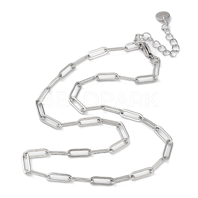 Non-Tarnish 304 Stainless Steel Paperclip Chain Necklace NJEW-D045-14P-1