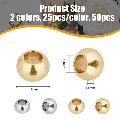 50Pcs 2 Colors 304 Stainless Steel European Beads STAS-DC0015-63-1