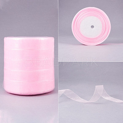 Breast Cancer Pink Awareness Ribbon Making Materials Sheer Organza Ribbon RS20mmY043-1