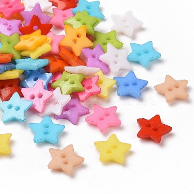 2-Hole Acrylic Star 12MM Sweater Kids Clothes Findings X-BUTT-E053-M-1