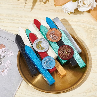 Brass Wax Seal Stamp with Wood Handle AJEW-WH0412-0351-1