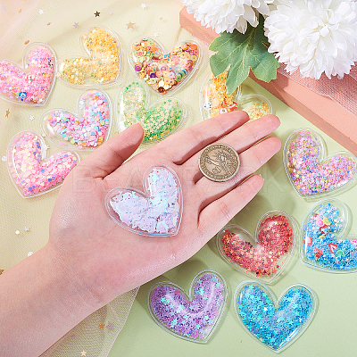 50pcs Heart PVC & Plastic Sequin Shaker Cabochons KY-CJ0001-45-1