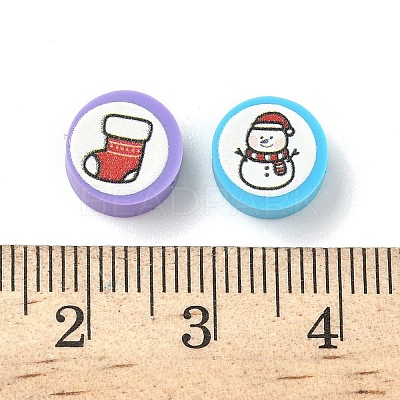 Printed Handmade Polymer Clay Beads CLAY-I016-08C-1