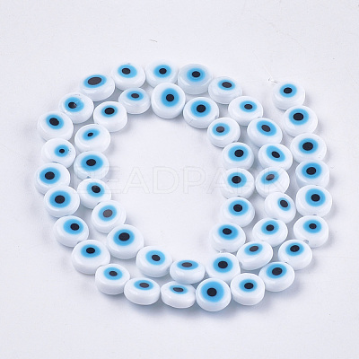 Handmade Evil Eye Lampwork Beads Strands X-LAMP-S191-02B-08-1