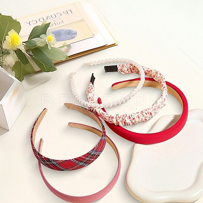 5Pcs Plastic & Polyester Hair Bands Hair Accessories for Women Girls PHAR-WH20014-16D-1