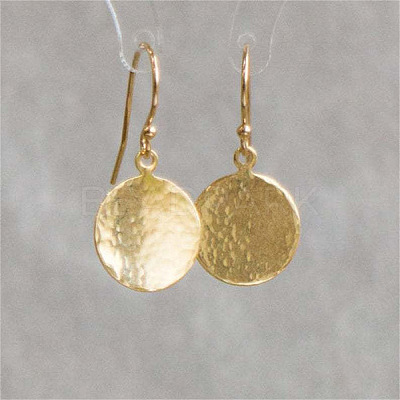 Hammered Textured Flat Round Alloy Dangle Earrings FS-WG8537A-02-1