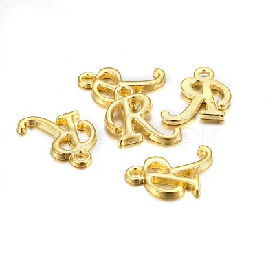 Golden Plated Alloy Letter Pendants X-PALLOY-J718-01G-R-1
