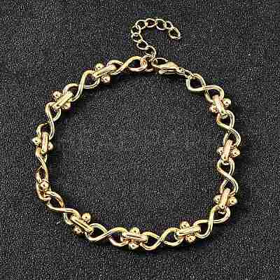 304 Stainless Steel Infinity Link Chain Bracelets for Women BJEW-K226-14B-G-1
