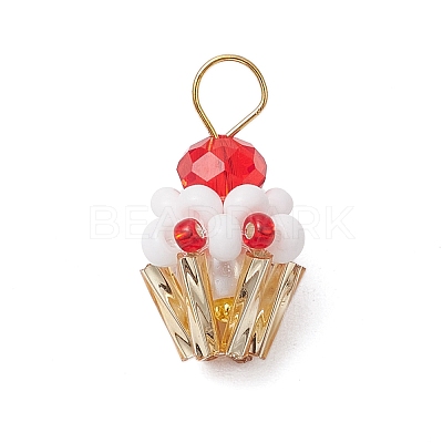 Glass Seed Beaded Cupcake Pendants PALLOY-MZ00581-01-1
