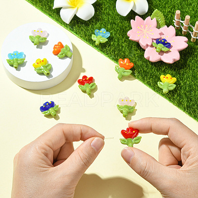 12Pcs 6 Colors Handmade Lampwork Beads LAMP-PA0001-04-1