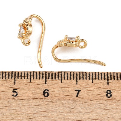 Brass Micro Pave Clear Cubic Zirconia Heart Earring Hooks KK-A274-15G-1