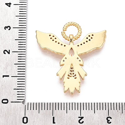 Brass Micro Pave Cubic Zirconia with Glass Pendants KK-U055-10G-01-1
