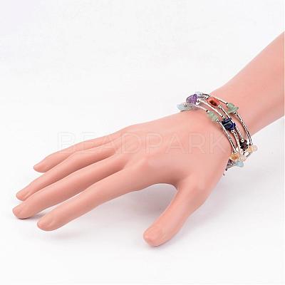 Four Loops Natural Gemstone Beaded Wrap Bracelets BJEW-JB02332-02-1