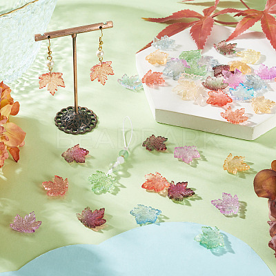 90Pcs 9 Colors Baking Paint Transparent Glass Pendants DGLA-TA0001-61-1