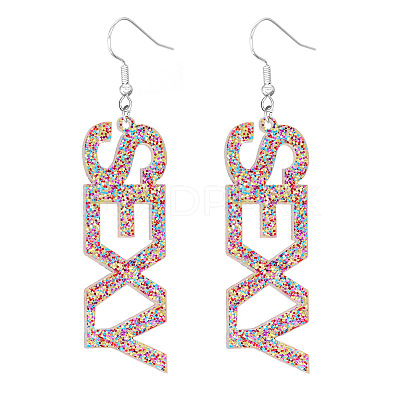 Bling Acrylic Word Sexy Dangle Earrings GIPO-PW0001-017P-1