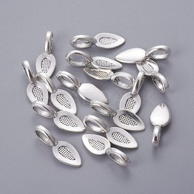 Tibetan Style Alloy Glun-on Flat Pad Bails for Pendants Making TIBEP-3348-AS-NR-1