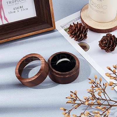 Walnut Wooden Engagement Ring Boxes CON-WH0072-87-1
