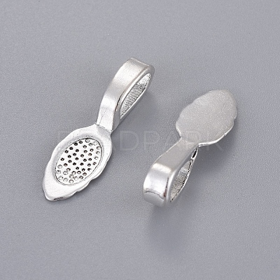 Tibetan Style Alloy Glue-on Flat Pad Bails LF10728Y-NF-1