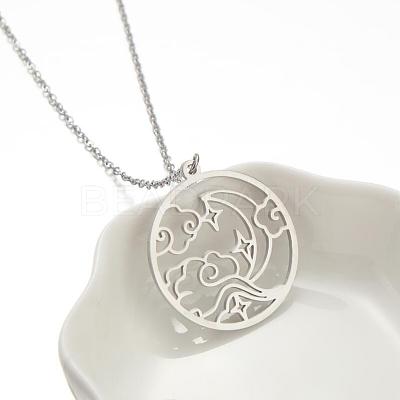304 Stainless Steel Hollow Pendant Necklaces FS-WGE7531-07-1