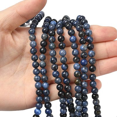 Natural Grade AA Dumortierite Quartz Round Bead Strands G-P075-43-6mm-1