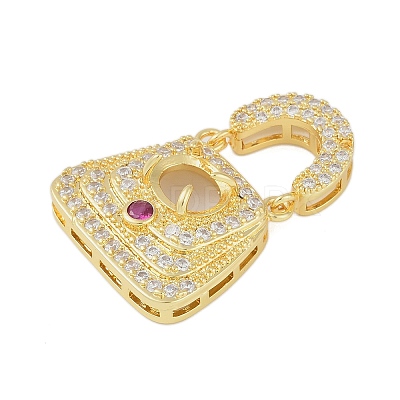 Brass Micro Pave Clear Cubic Zirconia Pendant Cabochon Settings KK-U026-06G-1