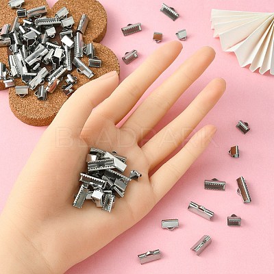 304 Stainless Steel Ribbon Crimp Ends STAS-YW0001-78C-1