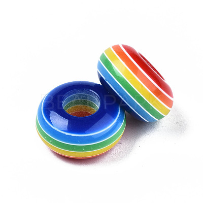 Stripe Resin Large Hole Beads RESI-YWC0001-03-1