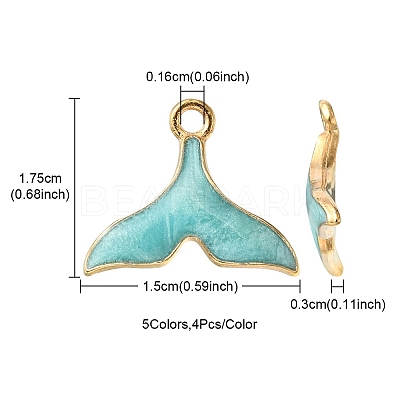 20Pcs 5 Colors Alloy Enamel Pendants ENAM-YW0003-05-1