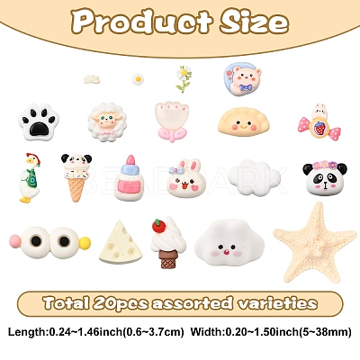 20Pcs 20 Styles Resin Cabochons CRES-YW0002-24-1