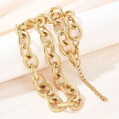 13MM 304 Stainless Steel Textured Cable Chain Necklaces NJEW-Z105-02G-1