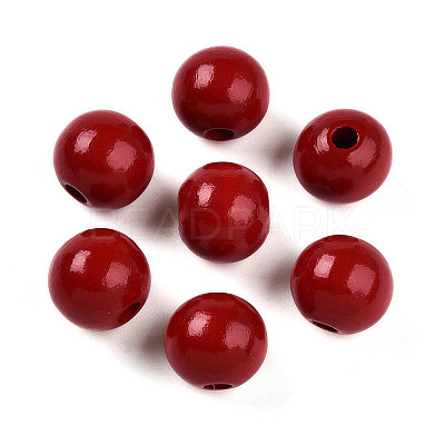 Painted Natural Wood Beads WOOD-A018-16mm-11-1
